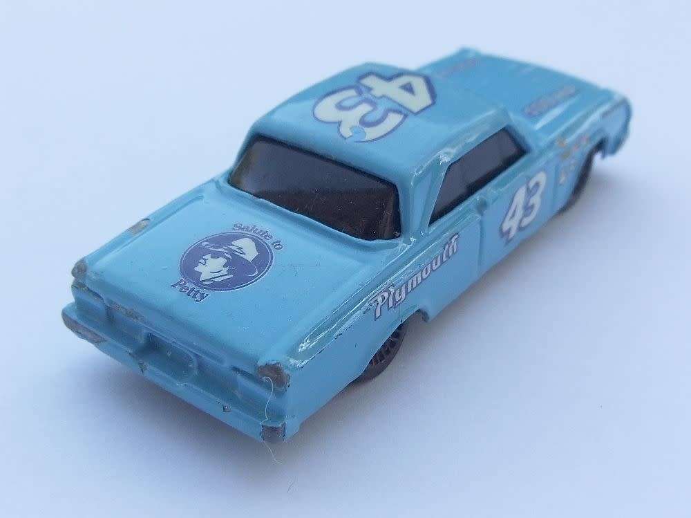 A die cast metal model of the 1964 Plymouth Belvedere by Hotwheels - Richard Petty tribute
