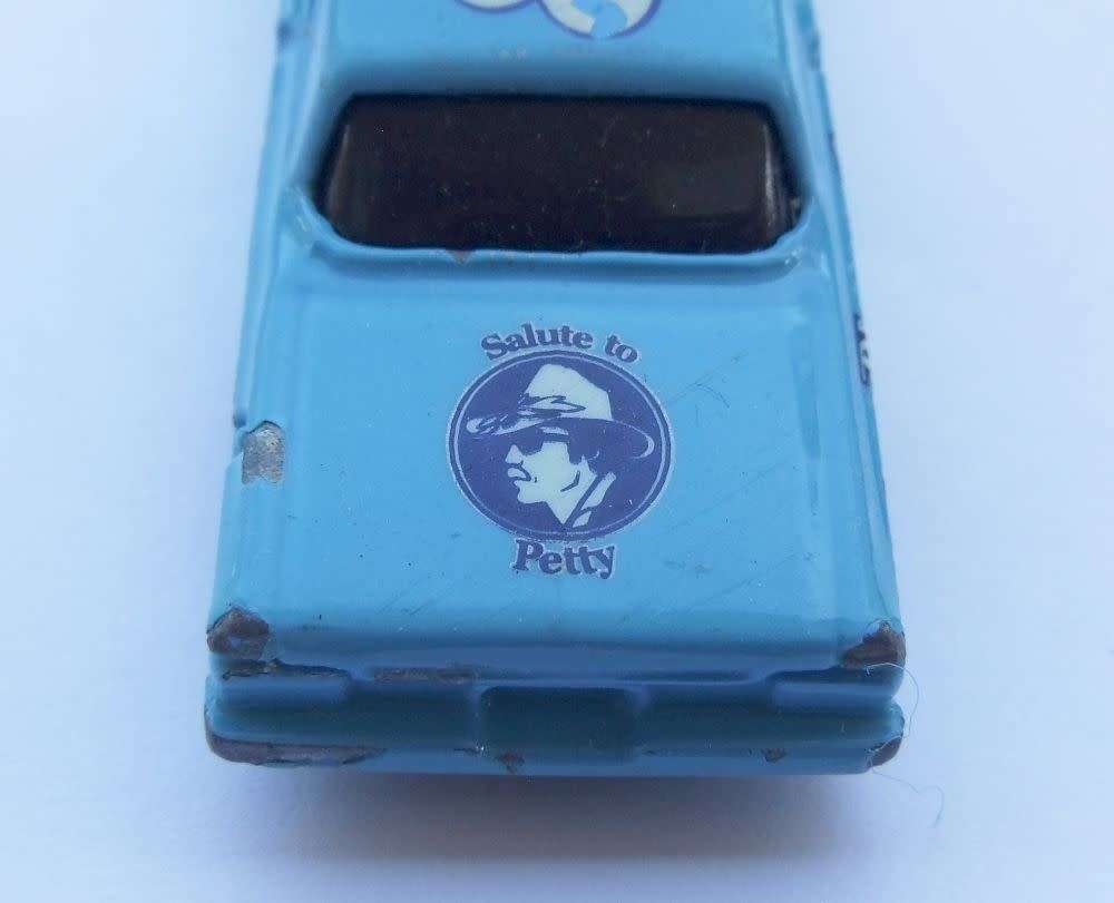 A die cast metal model of the 1964 Plymouth Belvedere by Hotwheels - Richard Petty tribute