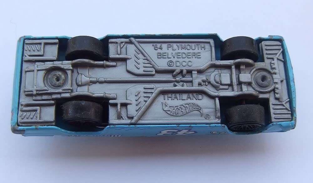 A die cast metal model of the 1964 Plymouth Belvedere by Hotwheels - Richard Petty tribute