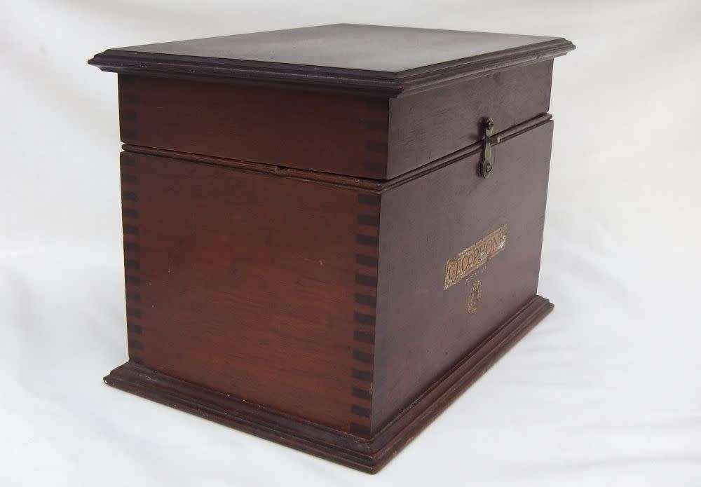 An exceptionally cool rare 100 year old hand made wooden housing for a Gecophone ( radio receiver )