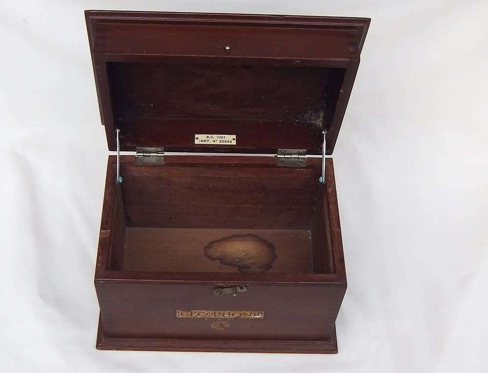 An exceptionally cool rare 100 year old hand made wooden housing for a Gecophone ( radio receiver )