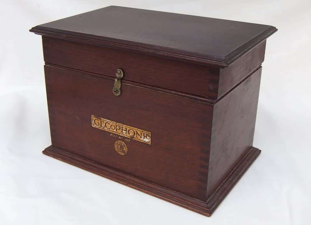 An exceptionally cool rare 100 year old hand made wooden housing for a Gecophone ( radio receiver )