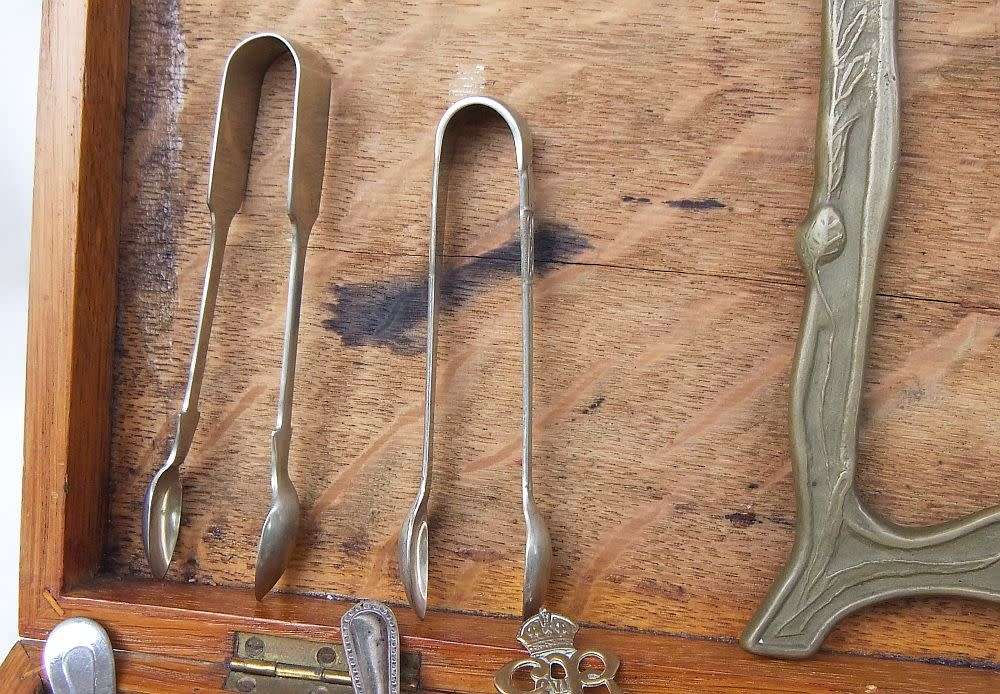 An antique wooden box with many interesting items to use and enjoy , lots of history here ...