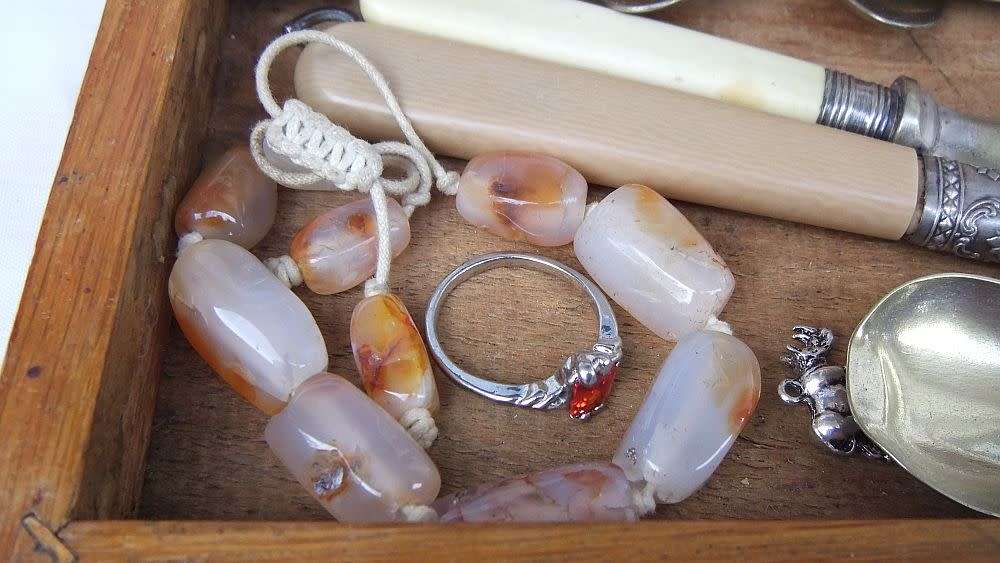 An antique wooden box with many interesting items to use and enjoy , lots of history here ...