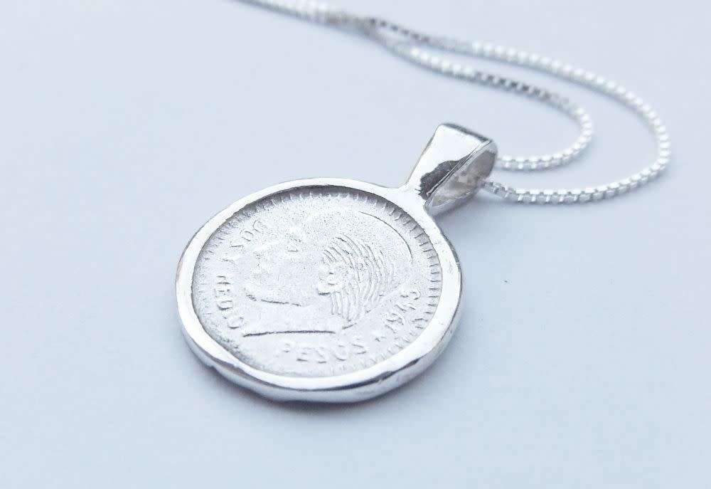 A genuine sterling silver necklace and sterling silver coin pendant - Brand new - Boxed
