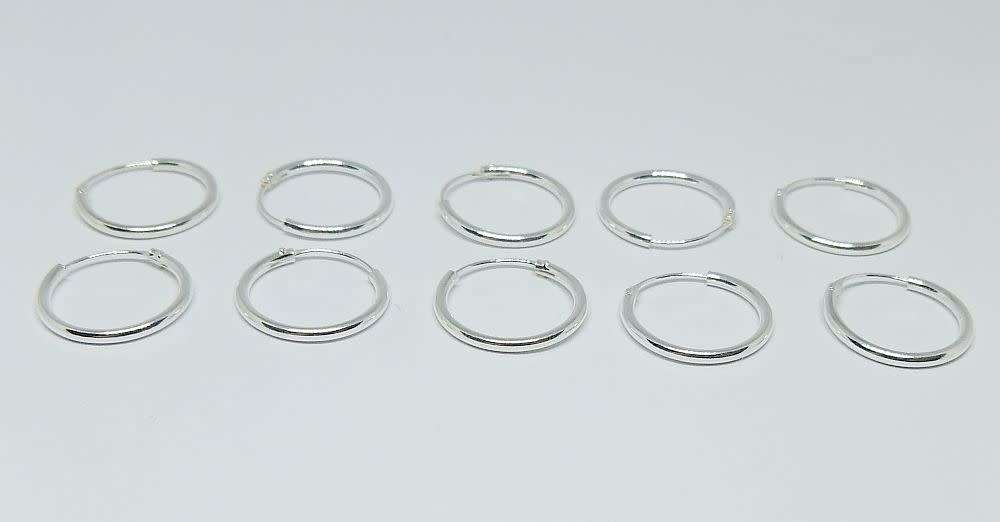 5 Pairs on auction - Genuine sterling silver 14 mm sleeper earrings - Brand new - Bid per pair