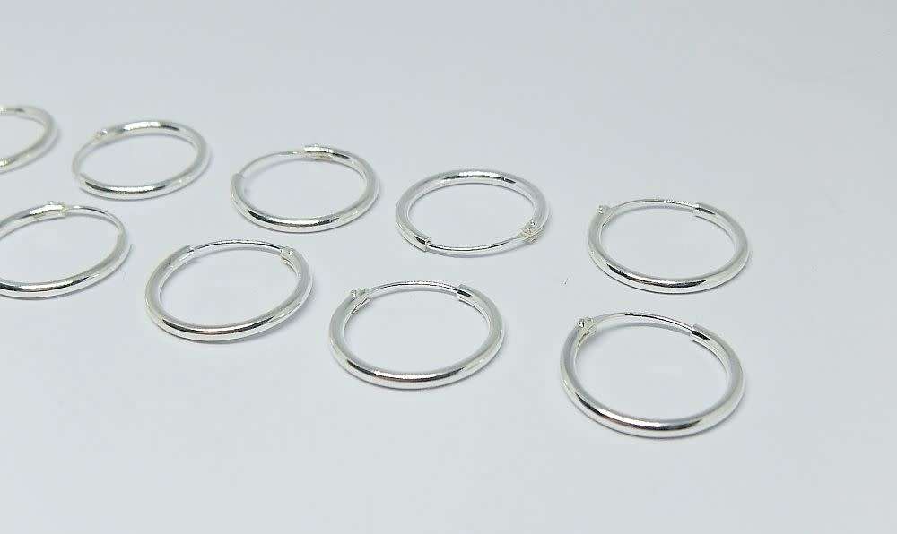 5 Pairs on auction - Genuine sterling silver 14 mm sleeper earrings - Brand new - Bid per pair