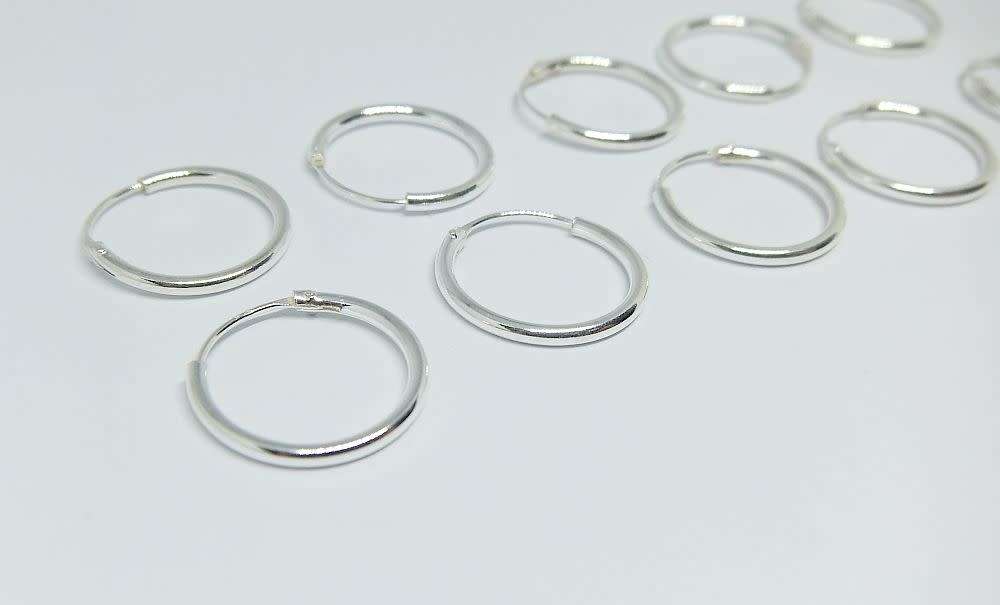 5 Pairs on auction - Genuine sterling silver 14 mm sleeper earrings - Brand new - Bid per pair