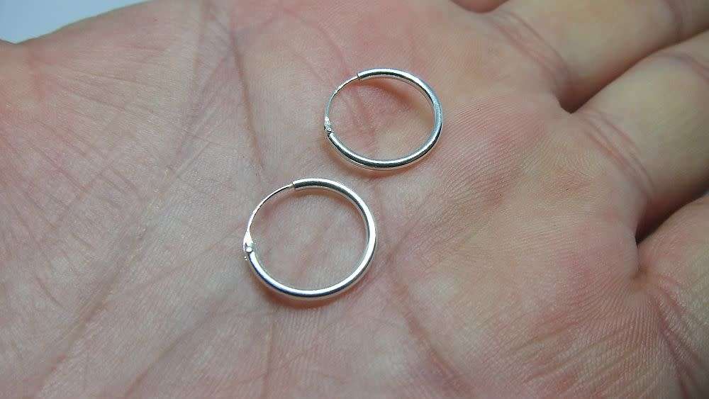 5 Pairs on auction - Genuine sterling silver 14 mm sleeper earrings - Brand new - Bid per pair