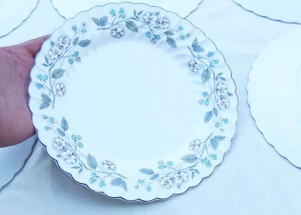A set of 6 vintage plates by Johnson Bros in the Snow White regency pattern 1960`s