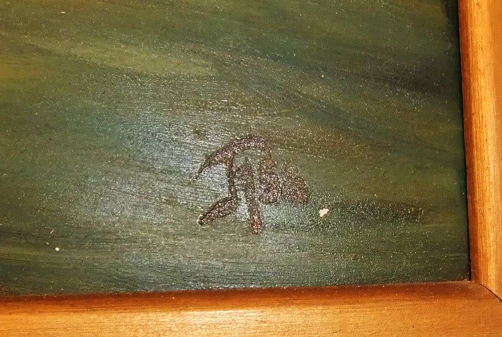 A large 1950`s vintage original oil on board seascape painting signed by the artist