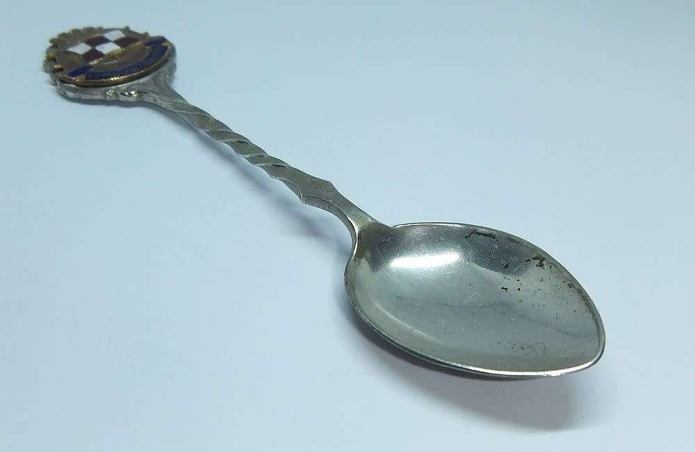 A vintage commemorative silverplate teaspoon made for the S.S Princess Charlotte Ocean Liner