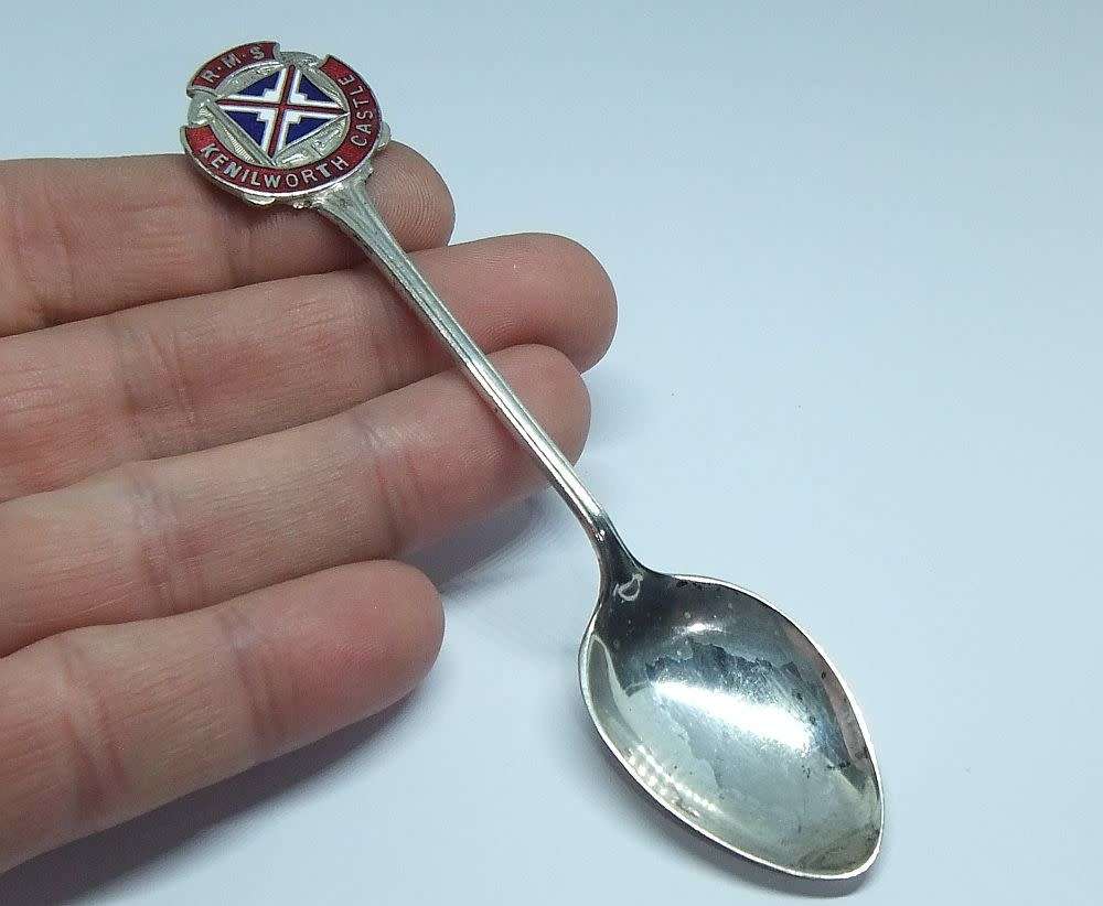 A vintage commemorative silverplate teaspoon made for the R.M.S Kenilworth Castle - Union Castle