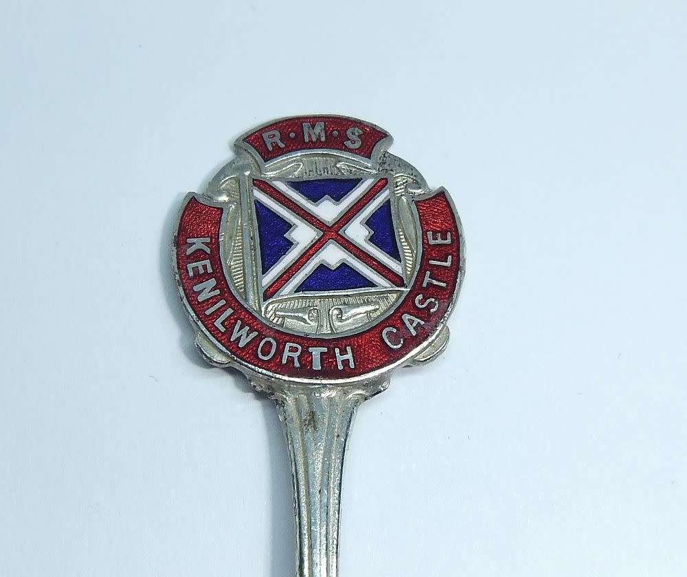 A vintage commemorative silverplate teaspoon made for the R.M.S Kenilworth Castle - Union Castle