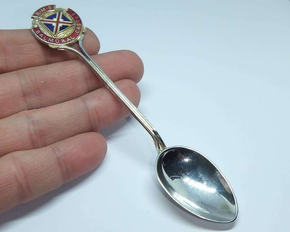 A vintage commemorative silverplate teaspoon made for the R.M.S Balmoral Castle - Union Castle