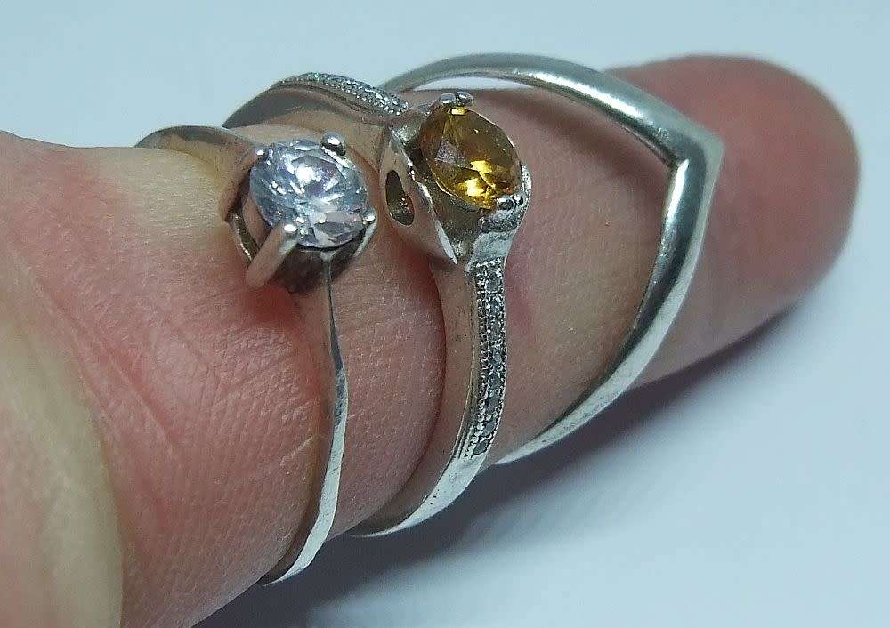 A solid sterling silver ring set with a faceted November birthstone + 2 free sterling silver rings