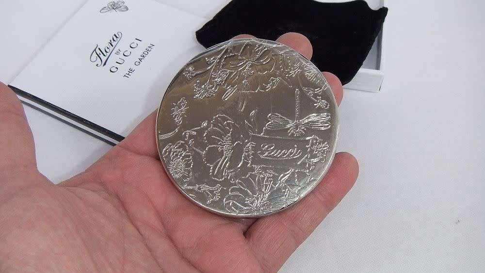 A fabulous new & boxed mirror compact by GUCCI in the ` The Garden ` pattern