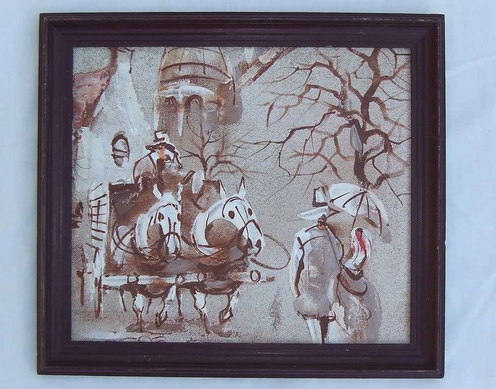 An original but unsigned Parisian themed oil painting by well known artist Boris Chezar