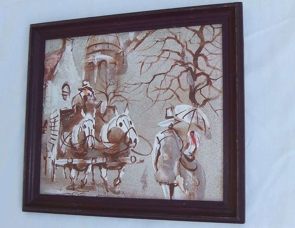 An original but unsigned Parisian themed oil painting by well known artist Boris Chezar