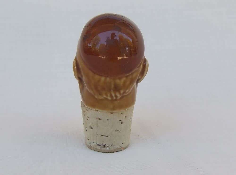 R50 SALE !! A RARE VINTAGE PORCELAIN SMILING MONK HEAD CORK STOPPER