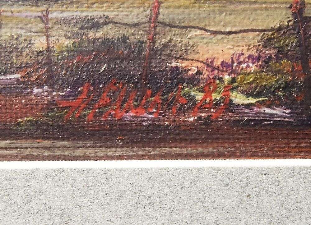 LOOK !! A BEAUTIFULLY DETAILED SIGNED AND DATED ORIGINAL MINIATURE OIL PAINTING OF A FARMSTEAD