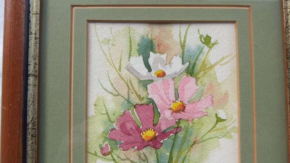 AN ORIGINAL SIGNED AND FRAMED VINTAGE WATERCOLOUR PAINTING BY SA ARTIST RIA DU TOIT