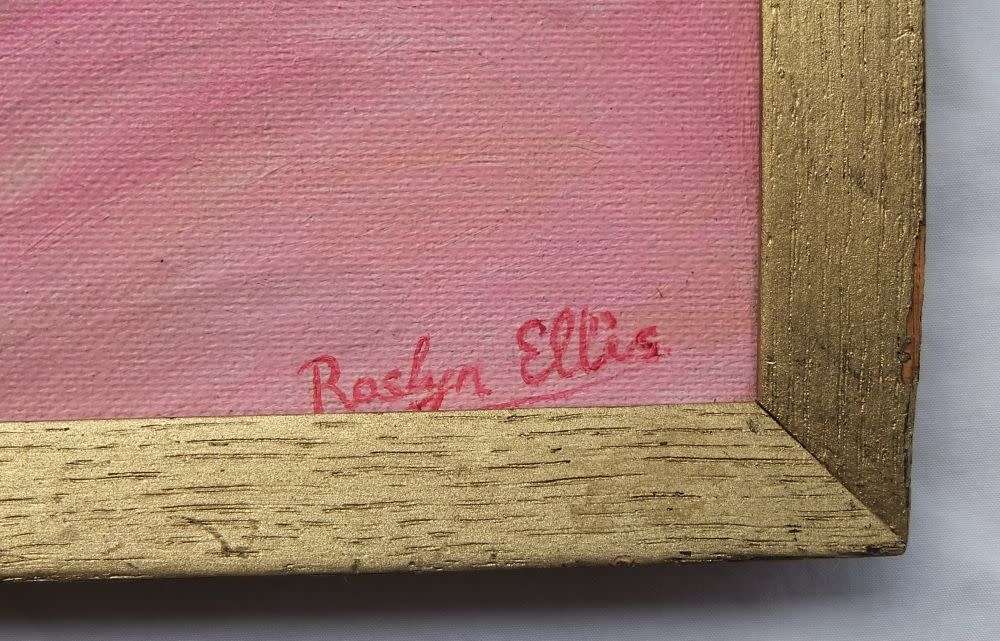 A VERY CHARMING VINTAGE ORIGINAL OIL ON BOARD PAINTING OF A CHUBBY YOUNG GIRL BY ROSLYN ELLIS