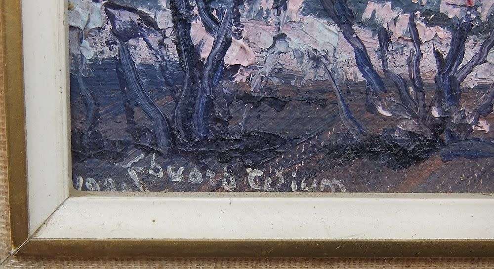 AN EYE CATCHING SIGNED VINTAGE ORIGINAL OIL ON BOARD PAINTING BY KNOWN SA ARTIST EDUARD WIUM