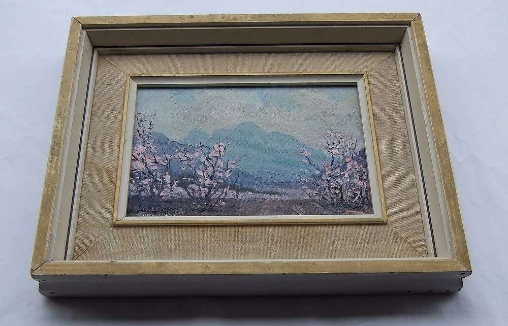 AN EYE CATCHING SIGNED VINTAGE ORIGINAL OIL ON BOARD PAINTING BY KNOWN SA ARTIST EDUARD WIUM