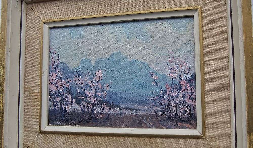 AN EYE CATCHING SIGNED VINTAGE ORIGINAL OIL ON BOARD PAINTING BY KNOWN SA ARTIST EDUARD WIUM