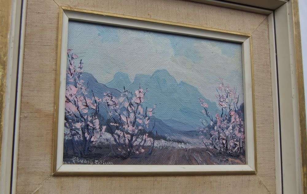 AN EYE CATCHING SIGNED VINTAGE ORIGINAL OIL ON BOARD PAINTING BY KNOWN SA ARTIST EDUARD WIUM