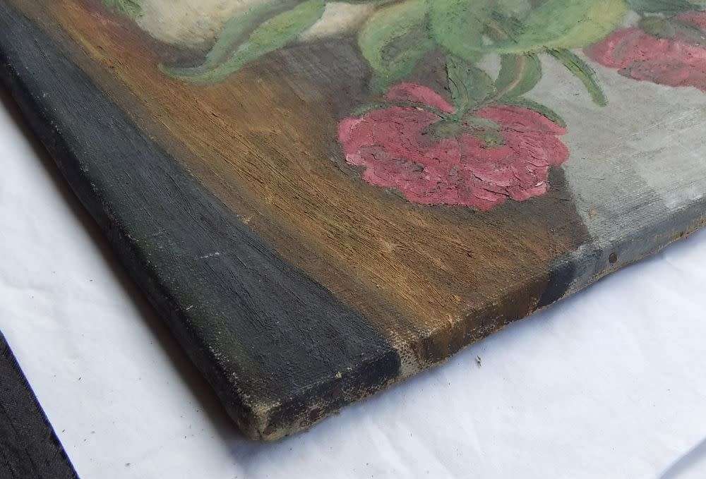 WOW !! AN EXQUISITE 1940`S ORIGINAL SIGNED OIL ON CANVAS PAINTING ON A STRETCHER AS FOUND