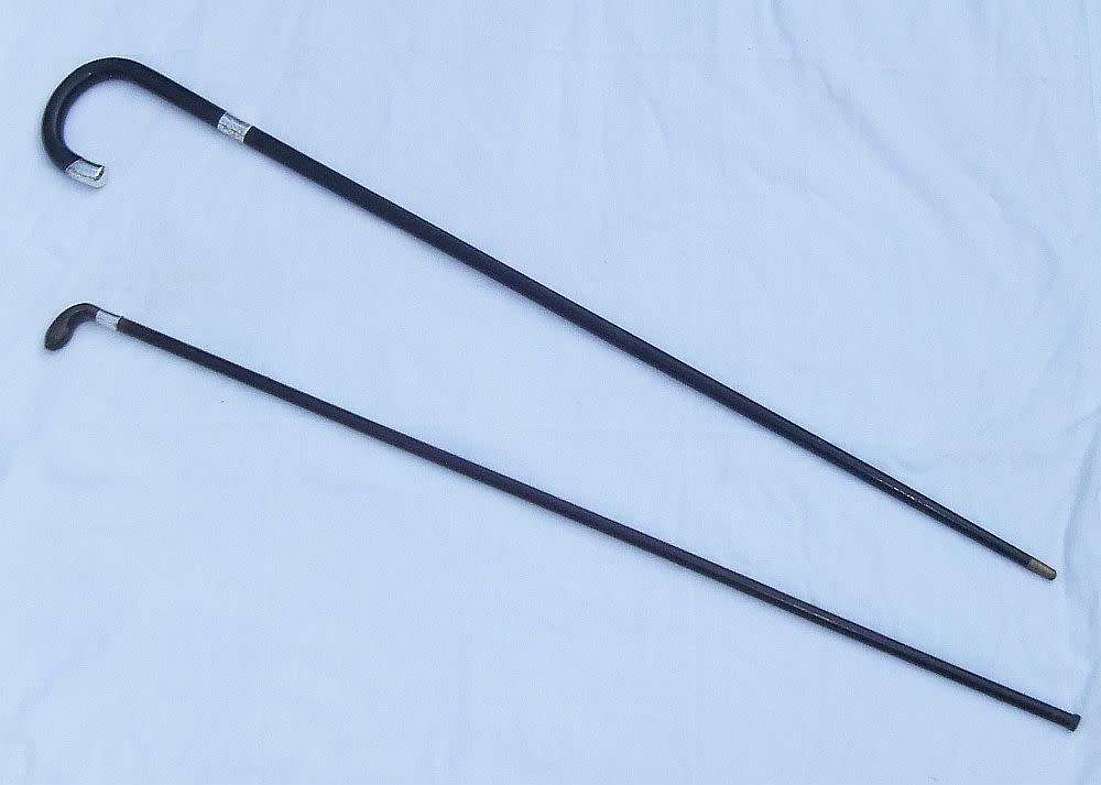 SUPER RARE !! TWO ANTIQUE WALKING STICKS !! ONE WITH HALLMARKED STERLING SILVER DATED 1911