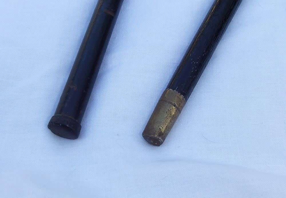 SUPER RARE !! TWO ANTIQUE WALKING STICKS !! ONE WITH HALLMARKED STERLING SILVER DATED 1911