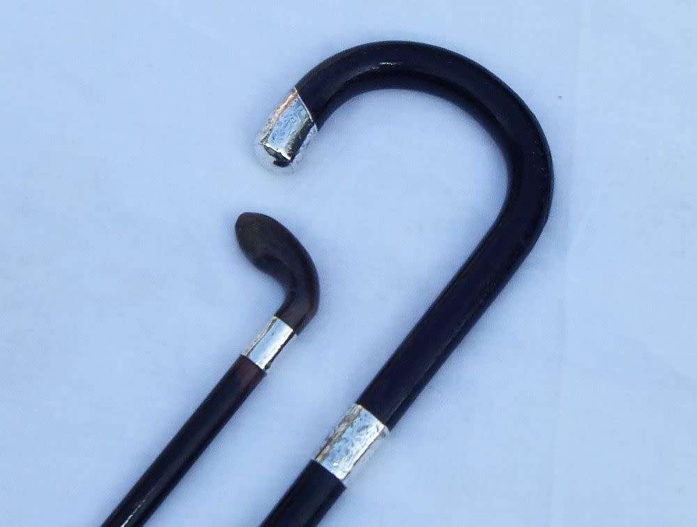 SUPER RARE !! TWO ANTIQUE WALKING STICKS !! ONE WITH HALLMARKED STERLING SILVER DATED 1911