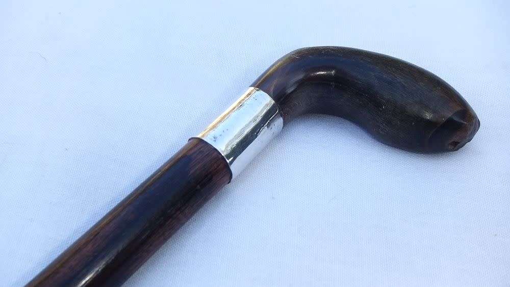 SUPER RARE !! TWO ANTIQUE WALKING STICKS !! ONE WITH HALLMARKED STERLING SILVER DATED 1911