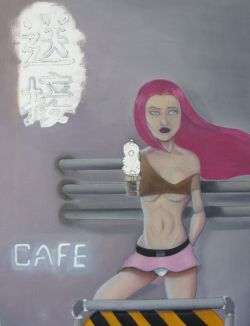 CAFE GIRL - ACRYLIC ON CANVAS PANEL