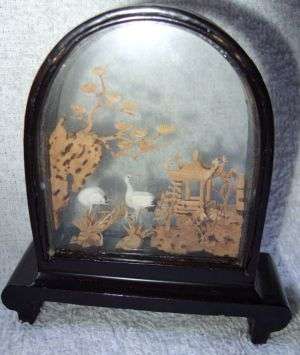 GREAT SCULPTURE - CORK IN GLASS AND WOOD CASING