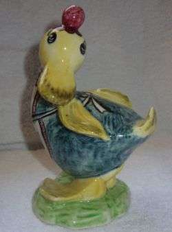 UNUSUAL YELLOW DUCK - MADE BY TWO FACTORIES , GOLDSCHEIDER AND MYOTT ,SON AND CO - POSTAGE R45