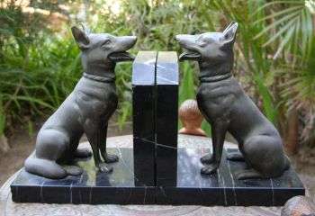 ART DECO ALSATION BOOK ENDS - POSTAGE R50