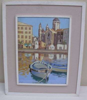 LOVELY LARGE WATERCOLOUR BEHIND GLASS - POSTAGE R75