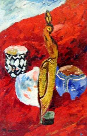 ENCAUSTIC WAX ON BOARD BY M STILLER - POSTAGE R45