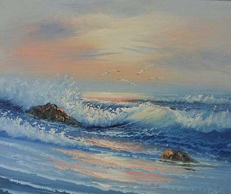 AN ORIGINAL OIL ON BOARD SEASCAPE - SIGNED