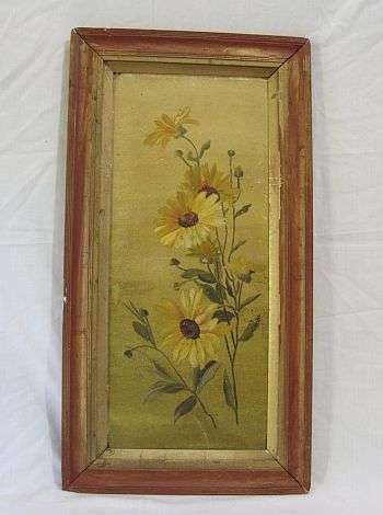 AN OLD OLD FRAME WITH ORIGINAL OIL ON BOARD PAINTING