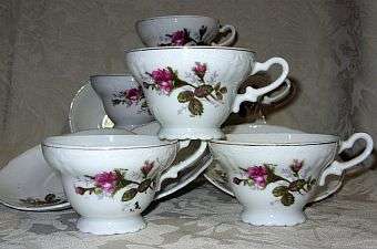 SIX OLD DUOS WITH ROSE MOTIF - BIDDING FOR THE LOT