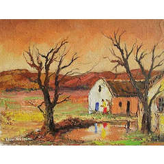 Karoo afternoon - Oil by SA artist, Louis Pretorius - 430mm x 310mm