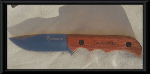 BROWNING CAMPING OUTDOOR SURVIVAL KNIFE WITH ROSEWOOD HANDLE New