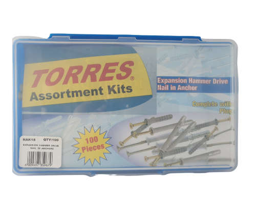 Assorted Expansion Hammer Drive Nails in Anchor with Nylon Plugs -Qty 100