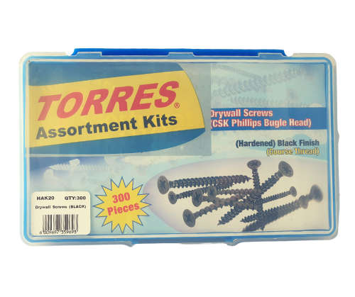 Assorted Drywall Screws (Csk Phillips Head ) Course Thread , Black Phospahte -Qty 300
