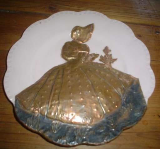 Pink plate with woman